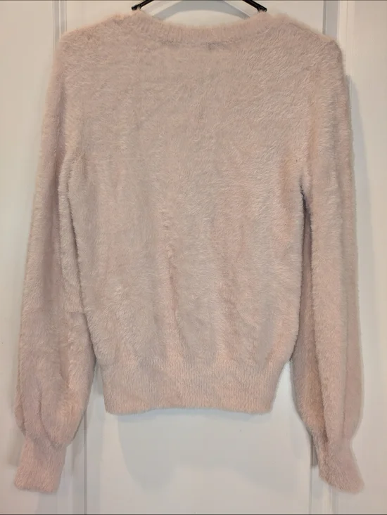 Philosophy Blush Pink Eyelash Sweater Medium Soft Fuzzy Cozy Knit - Picture 2 of 8